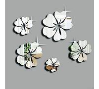 ZYWUOY Acrylic Wall Sticker, DIY Mirror Art Decor, Removable Flower Design for Library Space (Silver)