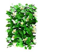 ZYWUOY Artificial Ivy Fence Panel, Expandable Garden Edging for Privacy & Decorative Green Wall, Weather-Resistant with Realistic Leaves and White Flowers