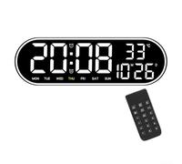 ZYWUOY Digital Wall Clock, 15inch Night Light Digital Wall Clock LED Alarm Clocks Remote Control Desk Clock, 5 Levels Adjustable Brightness(White)