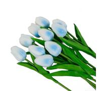ZYWUOY Lifelike Artificial Tulips Capture the Beauty for Your Home or Wedding (33CM White blue)