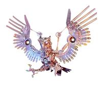 ZYX021 Gyrfalcon Eagle 3D Metal Puzzle Kit, 1800+ PCS DIY Mechanical Bird with LED Eyes, Steampunk Jigsaw Puzzles Model for Adult Creative Desktop Decoration