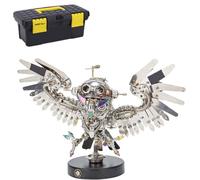 ZYX022 Nocturnal Owl 3D Metal Puzzle Kit, 700+ PCS DIY Mechanical Owl with LED Eyes, Steampunk Jigsaw Puzzles Model for Adult Creative Desktop Decoration
