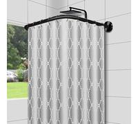 ZYXBH Shower Curtain Rod, Black 304 Stainless Steel, Polished & Chrome-Plated, Tension Mounted, 100kg Weight Capacity, L-Shaped for Bathroom