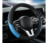 ZYXDMMJH Car Steering Wheel Cover For Land Rover Defender 90 Works V8 2018-2021 2022 2023 2024, Soft Non-slip Breathable Covers Leather Elastic Steering Wheel Protector Car Accessories,Blue