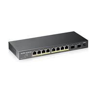 Zyxel 10-Port Gigabit Unmanged PoE+ Switch [8-Ports with 130 watt Budget] - Fanless Design, UK Plug [GS1100-10HP]