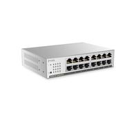 Zyxel 16 Port Network Ethernet Switch | Unmanaged+ Gigabit | GS1100-16 | 16x GbE Ports, Fanless, Wall Mount Kit Included, Auto MDI/MDI-X Support, VLAN, Loop Prevention, Easy Plug-and-Play