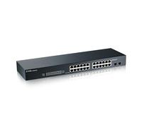 Zyxel 24-Port Gigabit Switch | Smart Managed | Rackmount and Fanless | VLAN, IGMP, QoS | Lifetime Warranty [GS1900-24]