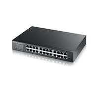 Zyxel 24 Port Network Ethernet Switch | Smart Managed Gigabit | GS1900-24E | 24x GbE RJ-45 Ports, Fanless, VLAN, QoS, IGMP Snooping, Link Aggregation, Wall and Rack Mount Kits Included