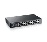 Zyxel 24 Port Network Ethernet Switch | Smart Managed Gigabit | GS1915-24E | 24x GbE RJ-45 Ports, Fanless, NebulaFlex, VLAN, QoS, IGMP Snooping, Wall and Rack Mount Kits Included