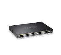 Zyxel 44-portars Gigabit Ethernet Layer 2 managed PoE+ switch med en effektbudget på 375W, 4 Gigabit kombo-portar, 2 SFP-portar och Hybridmolnläge [GS2220-50HP]