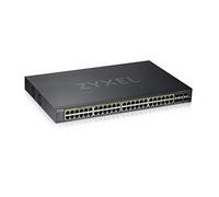 Zyxel 48 Port Network Ethernet Switch | Smart Managed PoE+ | GS1920-48HPV2 | 44x GbE PoE+ with 375W Budget + 4x Combo RJ-45/SFP PoE + 2x SFP, NebulaFlex, VLAN, QoS, Rack Kit Included
