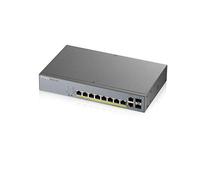 Zyxel 8-port Gigabit Smart Managed PoE+ Switch with 130 Watt Budget and 2 Gigabit Copper Ports + 2 SFP with Nebula Cloud Managment, Long Range PoE Switch [GS1350-12HP]