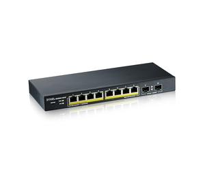 Zyxel 8 Port PoE Switch | Smart Managed | Gigabit Network Ethernet Switch | 8x GbE PoE+ with 77W Budget + 2x SFP GbE Slots | Desktop or Wall Mount | Fanless | Power Adapter Included | GS1900-10HP