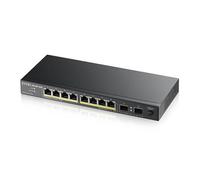 Zyxel 10-Port Gigabit Unmanged PoE+ Switch [8-Ports with 130 watt Budget] - Fanless Design, UK Plug [GS1100-10HP]
