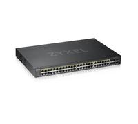 Zyxel 48 Port Network Ethernet Switch | Smart Managed PoE+ | GS1920-48HPV2 | 44x GbE PoE+ with 375W Budget + 4x Combo RJ-45/SFP PoE + 2x SFP, NebulaFlex, VLAN, QoS, Rack Kit Included