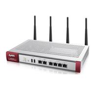 Zyxel USG60W UTM. Input current: 3.0 A Power consumption (typical): 28 W. Dimensions (WxDxH): 272 x 186 x 36 mm Weight: 1.46 kg. Package weight: 2.23 kg. Networking features: Gigabit Ethernet WLAN Com