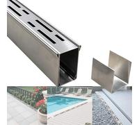 ZYXQQJ Pool Deck Channel Drain 1-2/5" 2" 4" 6" 8" Wide Concrete Trench Drainage Kits Stainless Steel Narrow Linear Strainer Gutter(15x8x100cm/5.9x3.1x39in)