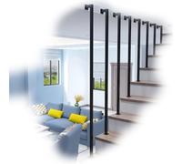 ZYXQQJ Side Mount Stair Baluster Indoor Outdoor Staircase Handrail Banister Rail Support Kit Stair Guardrail Railing Floor to Ceiling(Black,90cm/3ft)
