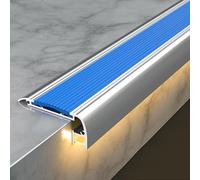 ZYXQQJ Stair Nosing Molding Aluminum Alloy Stair Edging, Anti Slip Strip With LED Light Slot Step Edge Trim For Cinema Hotel Home School(Blue)
