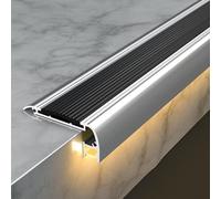 ZYXQQJ Stair Nosing Molding Aluminum Alloy Stair Edging, Anti Slip Strip With LED Light Slot Step Edge Trim For Cinema Hotel Home School(Black)