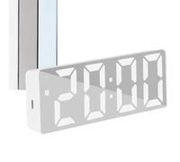 Zyxthravn Desk Mirror Clock, Large Display Luminous LED Mirrored Desk Clock, Silent Running, Date and Temperature Features for Desktops, Bedside Tables, Bedroom Living Room