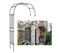 ZYXWLC Garden Arch Trellis Weather Resistant Metal Rose Arbor Half Side Archway For Various Climbing Plant, W4.9xH7.8ft W5.9xH7.8ft W6.5xH7.8ft W7.2xH7.8ft (Color : Black, Size : W180xH240x40cm)