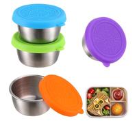 ZYXZUK Salad Dressing Container 4Pcs Reusable Ketchup Box To Go Stainless Steel Sauce Pots Leakproof Storage Containers with Lids for Lunch Boxes Sauce Snacks