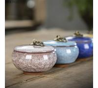 ZYYANSHOP Butter Dish Crackled Ceramic Butter Dish Household Portable Tea Organiser with Lid