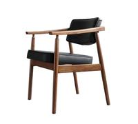 ZYYANSHOP Dining Chairs Solid Wood Dining Chair Leisure Armrest Backrest Chair Upholstered Dining Chair Office Chair(Black)