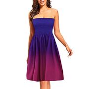 Zyyfly Strapless Dress for Women Summer Beach Smocked Sundress Tube Top Clothing, Gradient 1, XX-Large