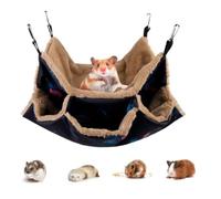 ZYYRSS 3-Layer Pet Cage Hammock, Small Animals Hanging Bed Soft Swing Nest Bunkbed Plush Glider Cage Warm Toy for Chinchilla Guinea Pig Rabbit Ferrets Rat Squirrel Playing Sleeping (Dark Blue)