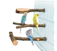 ZYYRSS 3 Pieces Natural Wood Bird Perch, Wooden Parrot Perch Stand Bird Cage Branches Platform Accessories for Parakeets Cockatiels Conures Macaws Finches Love Birds