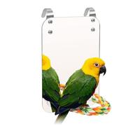 ZYYRSS Bird Mirror with Rope Perch, Cockatiel Mirror for Cage Bird Toys Swing Parrot Cage Toys for Parakeet Cockatoo Cockatiel Conure Lovebirds Finch Canaries