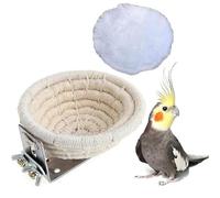 ZYYRSS Bird Nest Natural Handmade Rope Weaved Egg Cage with Warm Comfortable Mat for Canary Finch Budgie Bird Breeding Nest House Cage Accessories (Cotton)