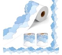 ZYYRSS Bulletin Board Border, 10m/Roll Blue Clouds Bulletin Board, Sky Clouds Shape Die Cut Trim Border Decorations for School Classroom Blackboard Office Wall Window Party Decor, 2 Rolls