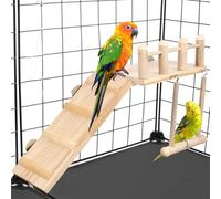 ZYYRSS Parrot Climbing Ladder, Bird Wooden Playground with Climbing Ladder Stand, Parrot Play Stand, Bird Swing for Small Lovebirds, Goldens, Hamsters, Bird Cage Chew Toy Set