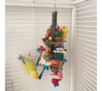 ZYYRSS Parrot Toys Bird Chewing Toys-Natural Nuts Corn Loofah Wooden Bird Cage Toy for African Grey, Macaws, Conure, Cokatoos, Cockatiel, Parrots and Other Medium and Small Birds