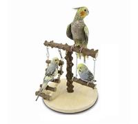 ZYYRSS Wooden Bird Playground, Bird Stand for Parrots, Parakeets, Cockatiels & More, Natural Wood, Stable & Portable