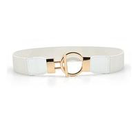 ZYYXB Women Elastic Waistband Wide Waist Belt Buckle Dress Belt Jeans Pants Elastic Belt Elastic Stretch Waist Band Ladies Stretchy Belt,White