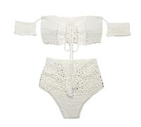 ZYYZDM Bikini knitted ins style high waist cover belly thin hot spring swimming suit