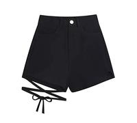 ZYYZDM Black Women's Summer Shorts High Waist Slim Strapping Unique Cool Girl Hot Pants Fashion Denim Shorts