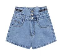 ZYYZDM High Waist Wide Leg Hign Street Denim Shorts Summer Women Tight Fit Bag Hip Solid Color Short Jeans Streetwear Female