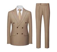 ZYYZDM Men's Gentleman Business Double Breasted Trend Wedding British Style Hosting Suit 2 Piece Set