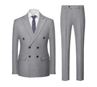 ZYYZDM Men's Gentleman Business Double Breasted Trend Wedding British Style Hosting Suit 2 Piece Set