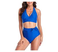 ZYYZDM Padded Push Up Bikini Set Swimsuit for Women Bow High Waist Solid Bandeau Female Bathing Suit Summer Biquini