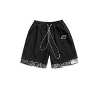 ZYYZDM Shorts Male Summer Outside Wear Splicing Five Minute Trend Casual Loose Side Breasted Pants