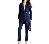 ZYYZDM Women Korean Solid Pantsuit Office Slim Vintage Business Two Pieces Set Female Chic Outfits Clothes