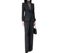 ZYYZDM Women Vintage Blazer and Pants Two Pieces Set Elegant Suit Coat Straight Pantsuits Female Business Outfits