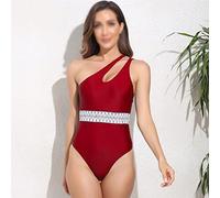 ZYYZDM Women's One Shoulder Swimwear Asymmetric One Piece Swimsuits Tummy Control Bathing Suit Slimming Swimwear