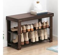ZYZSY 3-Tier Bamboo Shoe Rack Bench, Farmhouse Shoe Rack Bench with Shelf, Modern Narrow Ottoman Seat Foot Stool for Bedroom/Entryway/Living Room/Hallway(Brown,66 * 25cm/26 * 10in)